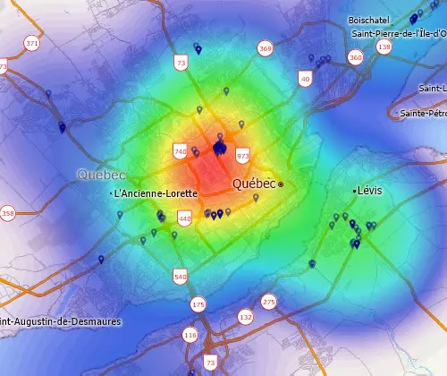 Maptitude GIS map of customer hot-spot in Perth, Australia
