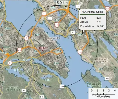 Maptitude GIS map with custom radius and hover tool