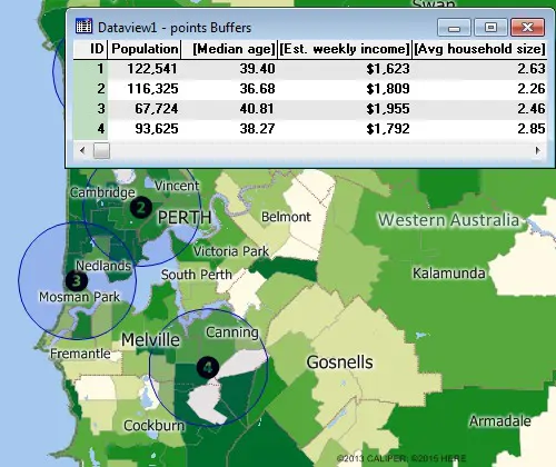 Maptitude GIS overlay results for demographics
