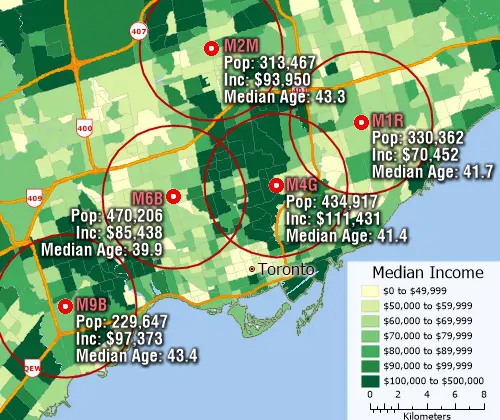Maptitude GIS overlay results for demographics