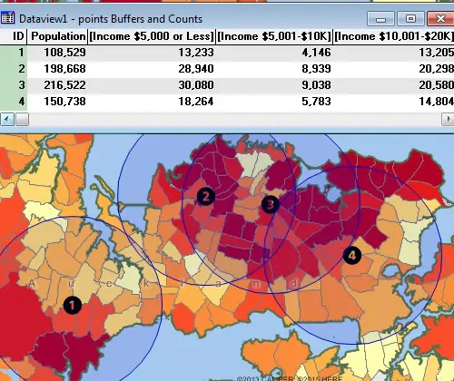 Maptitude GIS overlay results for demographics