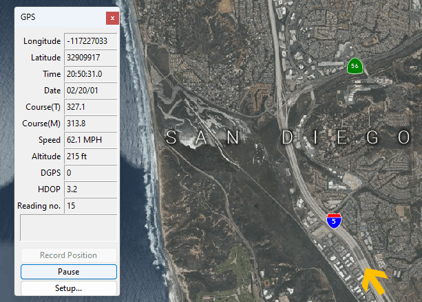GPS location tracked on a map