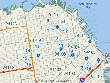 table with ZIP Codes