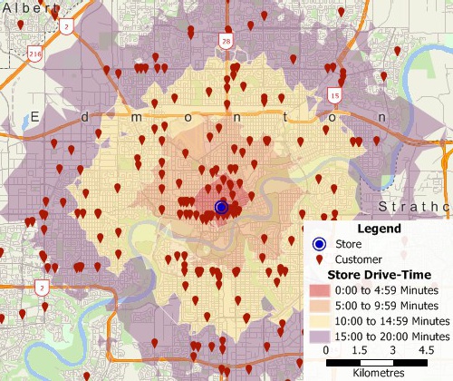 Business location software map of business data