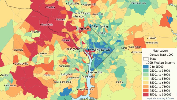 1990 Census Data map of Income by Tract
