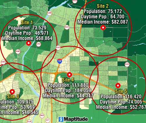 Customers mapped and with a theme illustrating their sales volume