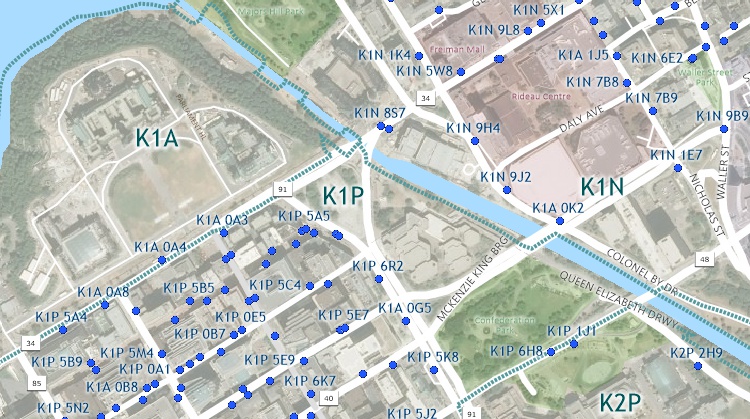 Postcodes and FSA boundaries included with Maptitude Canada (CA) Postcode Map Software