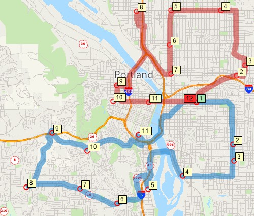 Routing tools for finding efficient paths to service stops