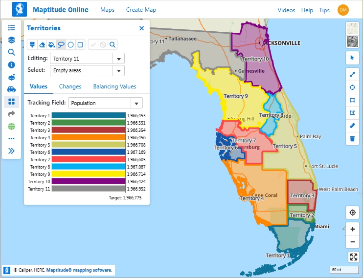 Maptive Alternative - Maptitude Online GIS map of territories