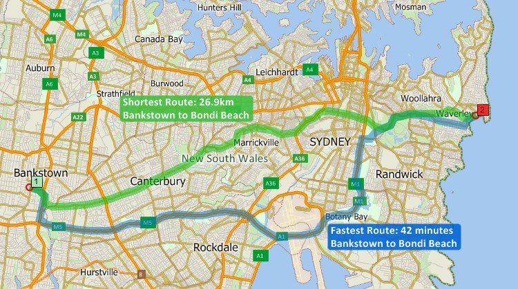 Best Australia route mapping software map showing fastest route between locations and waypoints