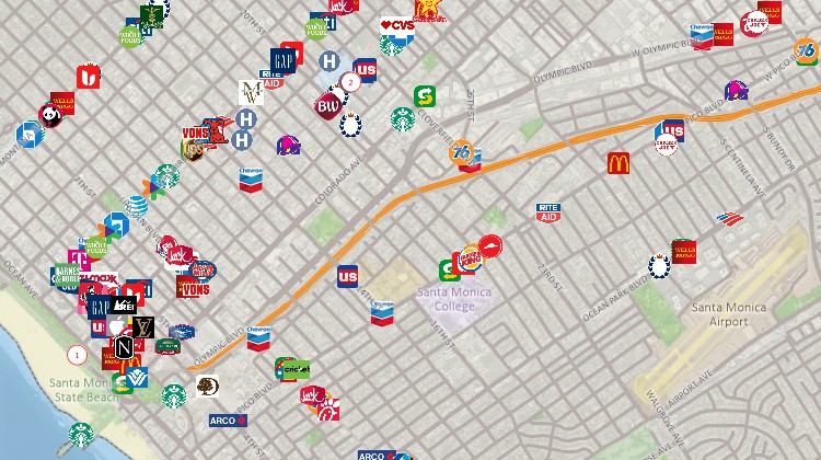 Maptitude SafeGraph alternative map of points of interest and businesses