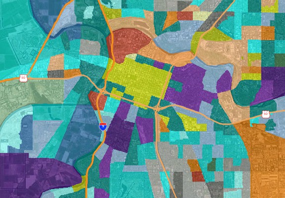 Map geodemographic segmenation data with Maptitude Tetrad Sitewise replacement