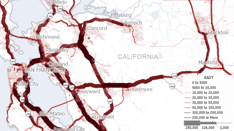 Maptitude SafeGraph replacement map of traffic data