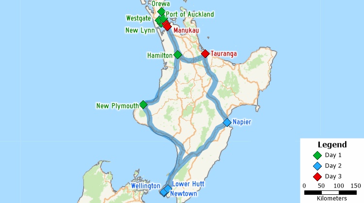 Maptitude map of multi-day route