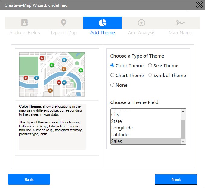 Maptitude Online map theme options