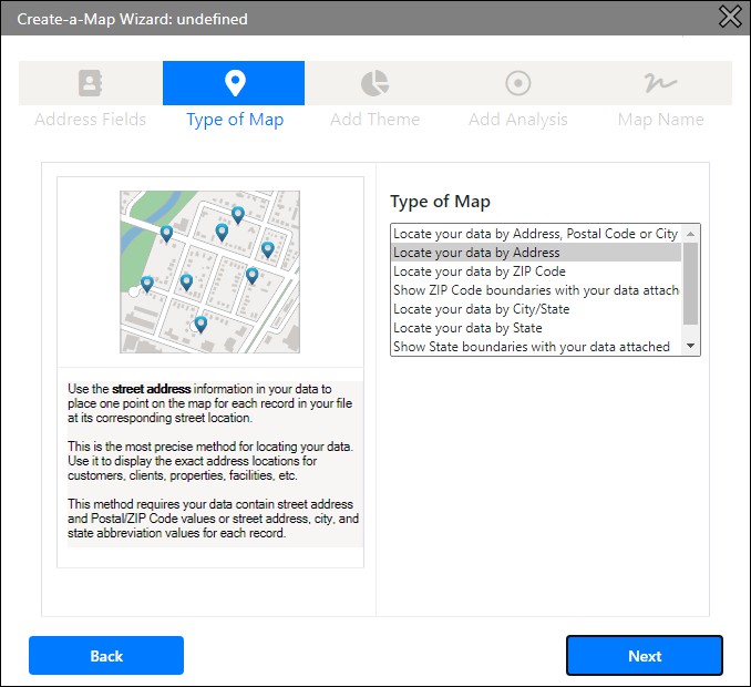 Maptitude Online mapping options