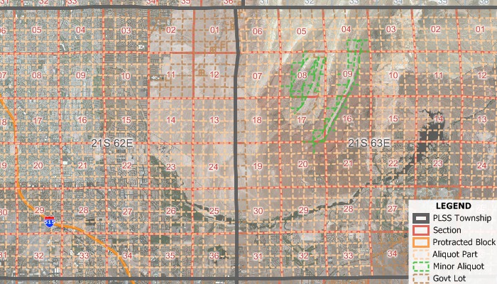 Maptitude map with PLSS layers
