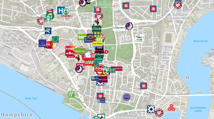 Real estate maps of landmark locations with image background