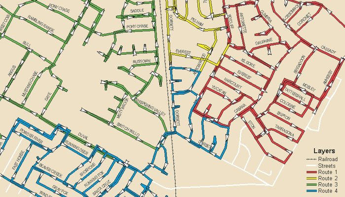 TransCAD arc routing map