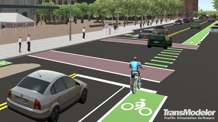 TransModeler bike lanes simulation