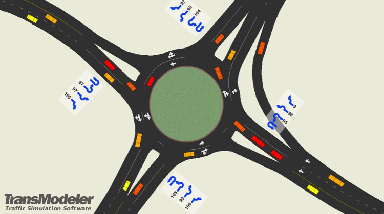TransModeler roundabout simulation