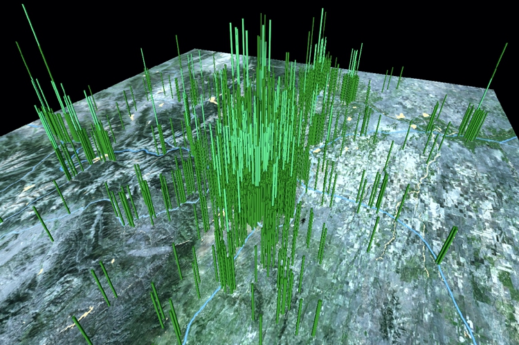 Maptitude 3D cylinder map