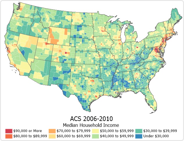 ACS 2006-2010 income map
