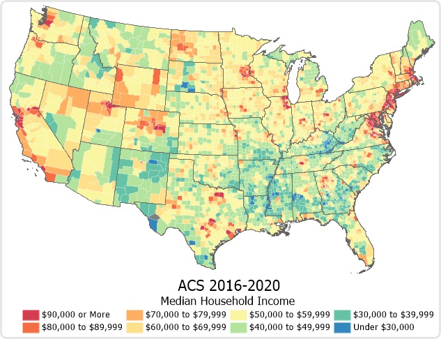 ACS 2016-2020 income map