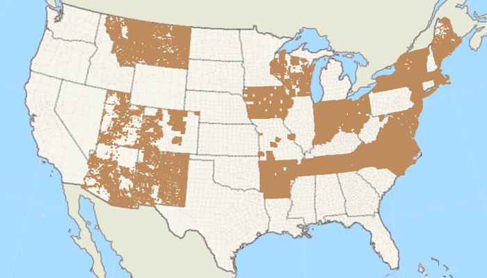 Maptitude map showing national coverage of the Maptitude address point data
