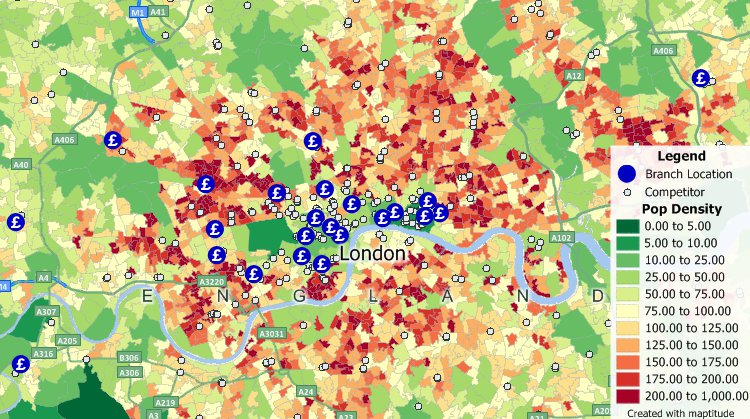 Banking map software for UK lets you examine sites for bank expansion