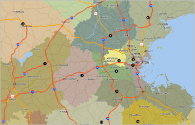 Custom business location maps with capture area
