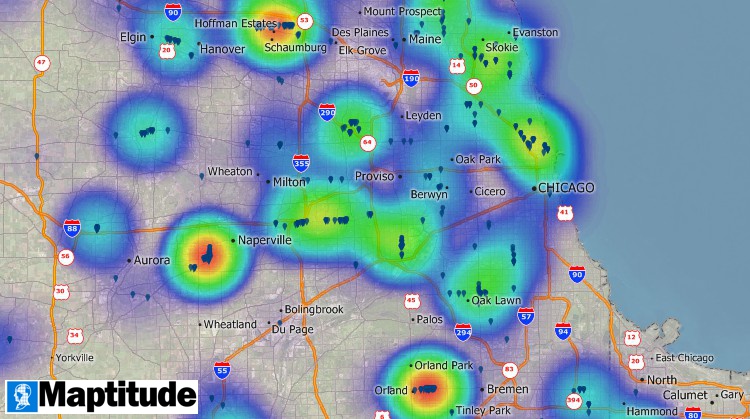 Define location intelligence - Maptitude heat density map