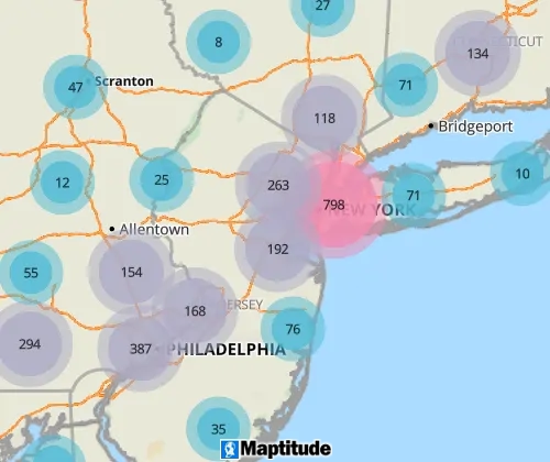 Maptitude Online bubble theme map