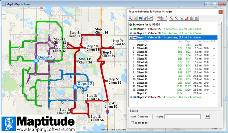 Vehicle routing with Maptitude 2020 vehicle routing add-in