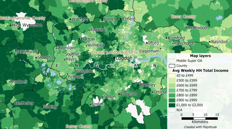 United Kingdom Census data mapping of income
