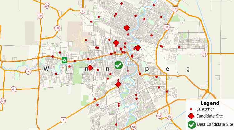 Maptitude GIS facility location results