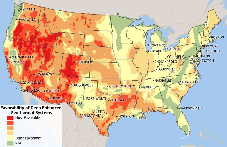Maptitude map of geothermal favorability