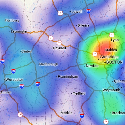 Visualize density of point locations and identify hot spots