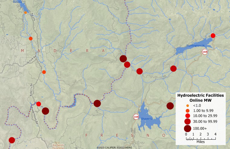 Maptitude hydroelectric power facilities map