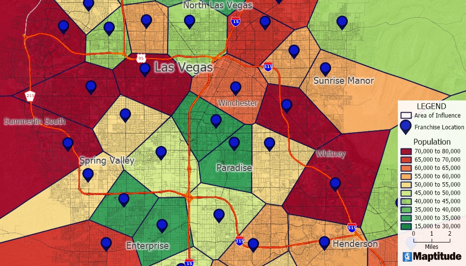 Maptitude area of influence map
