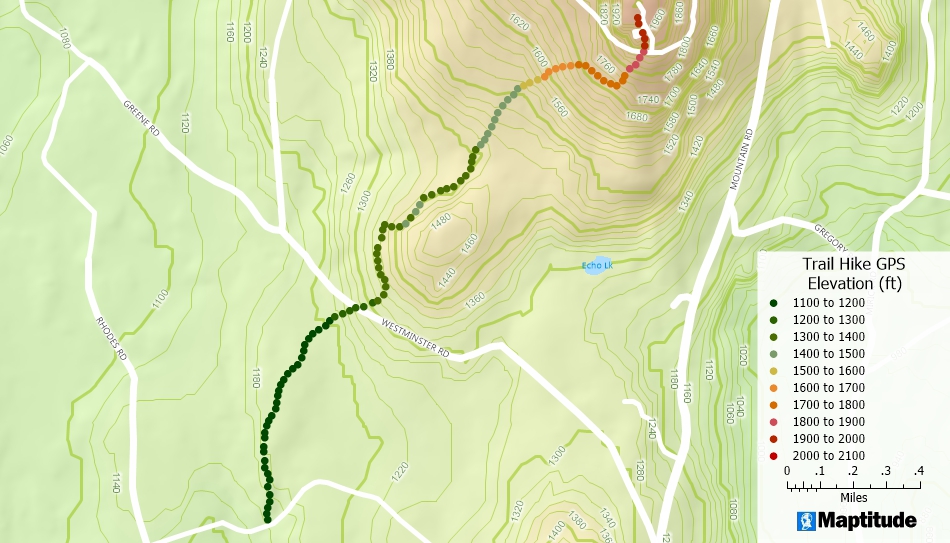 Maptitude map of GPS coordinates