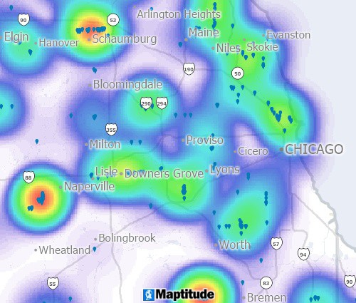 Create heat maps showing over and underserved areas