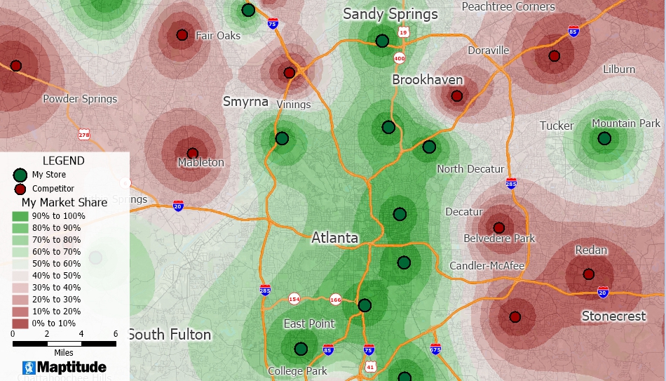 Maptitude map of market share