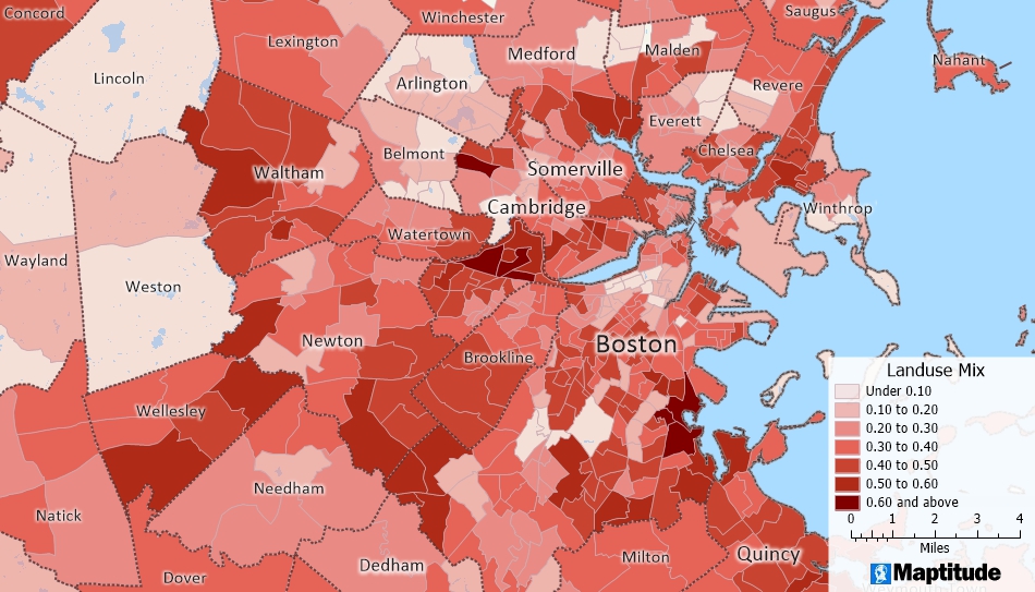 Maptitude map of land use mix