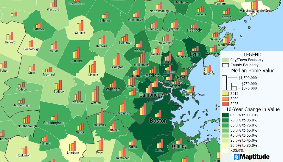 Maptitude real estate map of home values and property taxes