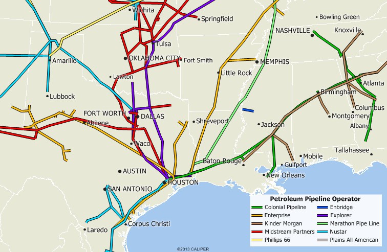 Maptitude map of petroleum pipelines