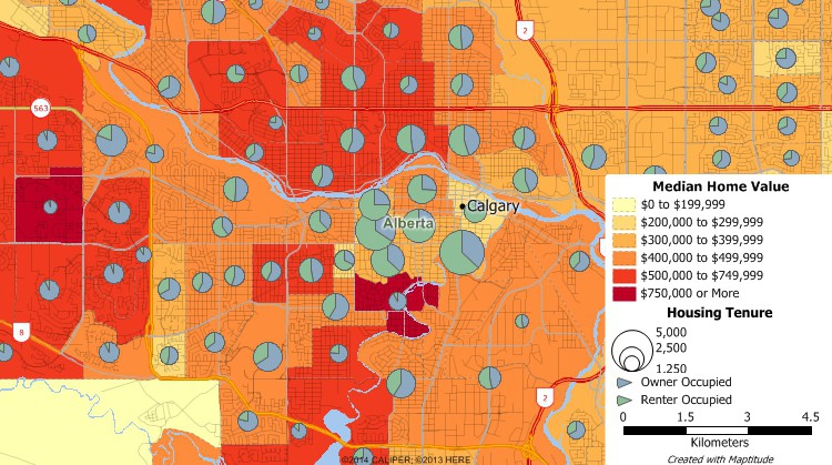 Canada real estate mapping software maps Census demographic and housing data