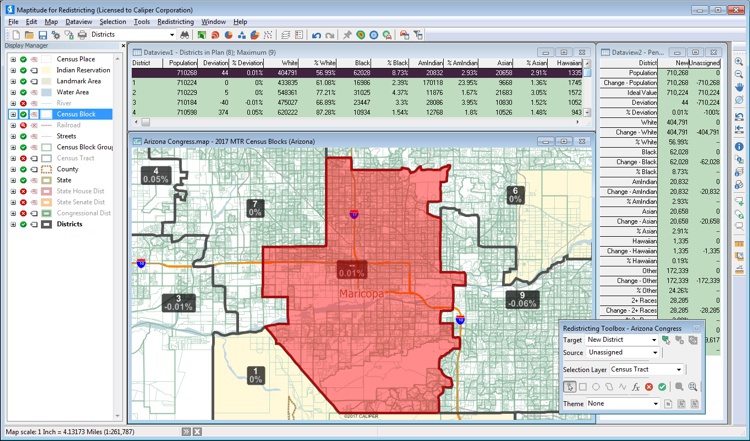 Maptitude for Redistricting software interface