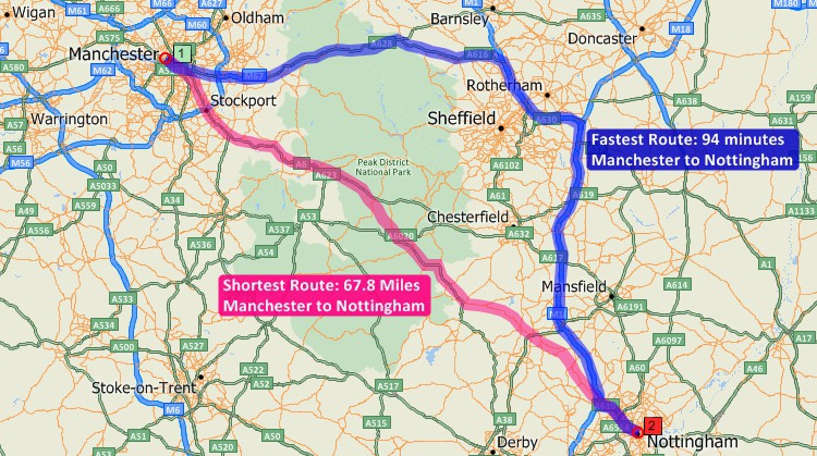 Best United Kingdom route mapping software map showing fastest route between locations and waypoints