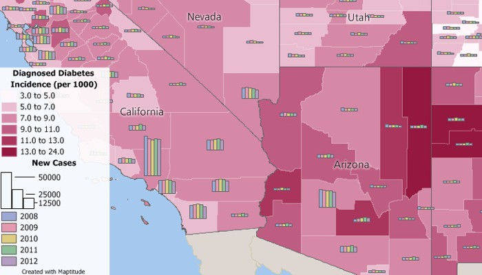 Maptitude map of health insurance coverage